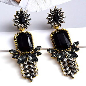 High-Quality Metal Colorful Crystal Long Drop Earrings Fashion Rhinestones Jewelry Accessories For Women Wholesale