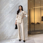 Load image into Gallery viewer, Women&#39;s Office Suit V-Neck Green Two-Piece Sets Female Blazer Girly Elegant Temperament Pantsuit Setup Ladies
