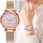 Load image into Gallery viewer, Rose Gold Women Watch Top Brand Luxury Magnetic Starry Sky Lady Wrist Watch Mesh Female Clock
