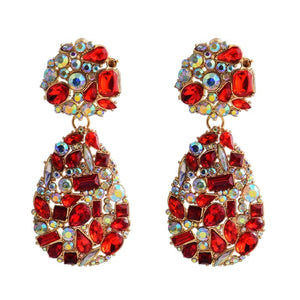 HGM Long Metal Hollowed-out Hanging Colorful Crystals Dangle Drop Earrings Fine Jewelry Accessories For Women