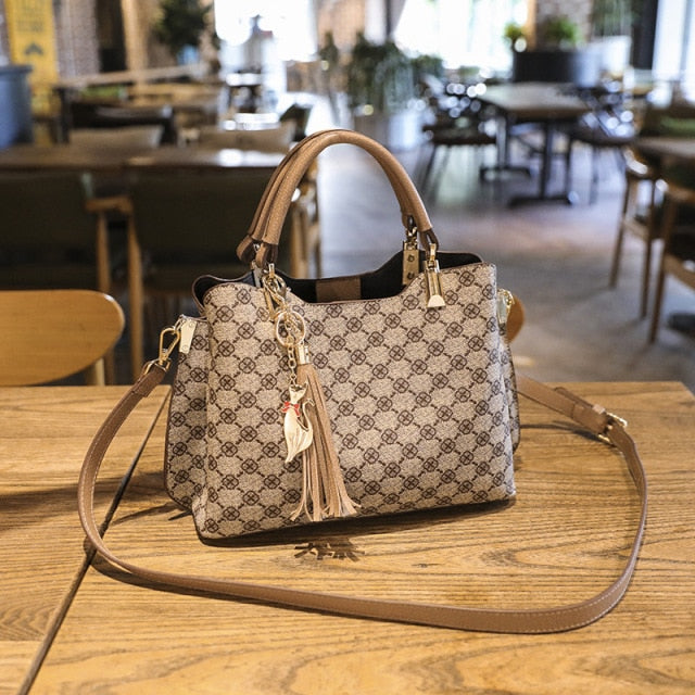 Luxury Designer Crossbody Leather Vintage Fashion Ladies Shopper Mahjong Plaid Big Handbags