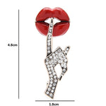 Load image into Gallery viewer, Rhinestone Hand Enamel Lip  Brooches Women Sexy Secret Pose Party Office Casual Brooch Pins
