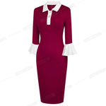 Load image into Gallery viewer, Vintage Contrast Color Patchwork Elegant Dresses Business Office Bodycon Slim Women Dress
