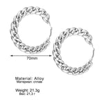 Load image into Gallery viewer, Women Crystal Oversize Big Chain Hoop Earrings Geometric Circle Gold Silver Color Mixed Earring Jewelry
