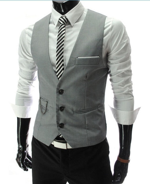Mens Suit Vest Male Waistcoat Gilet Homme Casual Sleeveless Formal Business Jacket