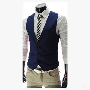 Mens Suit Vest Male Waistcoat Gilet Homme Casual Sleeveless Formal Business Jacket