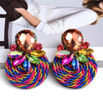 Load image into Gallery viewer, HGM Colorful Crystal Handmade Round Earrings High-Quality Statement Fashion Rhinestone Jewelry Accessories For Women
