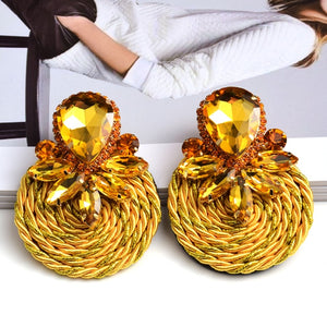 HGM Colorful Crystal Handmade Round Earrings High-Quality Statement Fashion Rhinestone Jewelry Accessories For Women