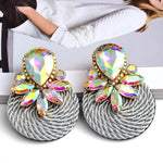Load image into Gallery viewer, HGM Colorful Crystal Handmade Round Earrings High-Quality Statement Fashion Rhinestone Jewelry Accessories For Women
