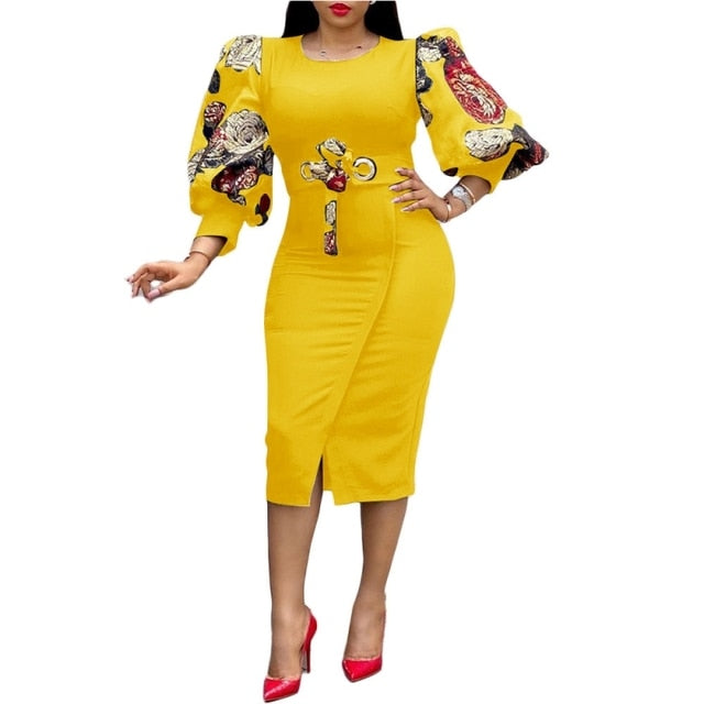 Africa Clothing Long Sleeve Dress African Dresses For Women Sexy O-Neck Perspective Slim Dress Office Lady Party
