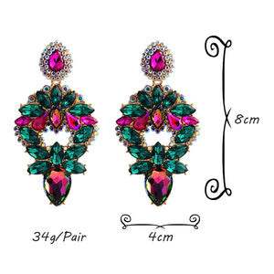 HGM Long Metal Colorful Crystal Drop Earrings High-Quality Fashion Rhinestones Jewelry Accessories For Women