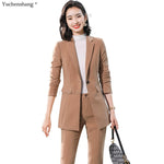 Load image into Gallery viewer, HGM 2 Piece Set Women Pant Suit Office Lady OL Girl Jacket Blazer And Trousers
