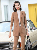 Load image into Gallery viewer, HGM 2 Piece Set Women Pant Suit Office Lady OL Girl Jacket Blazer And Trousers
