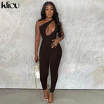 Load image into Gallery viewer, One shoulder Sexy Cut Out Rompers Womens Jumpsuit solid Backless Active Wear Skinny Slim Jumpsuits
