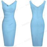 Load image into Gallery viewer, Women Vintage Solid Color Sexy Deep V Neck Dresses Formal Party Bodycon Slim Fitted Dress
