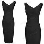 Load image into Gallery viewer, Women Vintage Solid Color Sexy Deep V Neck Dresses Formal Party Bodycon Slim Fitted Dress
