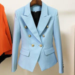 Load image into Gallery viewer, Women&#39;s Slim Fitting Metal Lion Buttons Double Breasted Blazer
