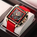 Load image into Gallery viewer, Men Watches Top Brand Luxury Waterproof Quartz Square Watch For Men Date Sport Hollow Clock
