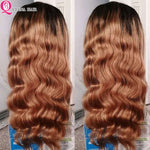 Load image into Gallery viewer, HGM Blonde Lace Front Wig Brown Two Tone Human Hair Wigs Ombre Body Wave Lace Front Human Hair Wig 180% Raw Indian Bodywave Wig
