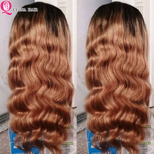 HGM Blonde Lace Front Wig Brown Two Tone Human Hair Wigs Ombre Body Wave Lace Front Human Hair Wig 180% Raw Indian Bodywave Wig