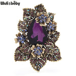 Load image into Gallery viewer, Purple Crystal Palace Style Flower Brooches For Women Rhinestone Party Office Brooch Pins Gifts
