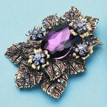 Load image into Gallery viewer, Purple Crystal Palace Style Flower Brooches For Women Rhinestone Party Office Brooch Pins Gifts
