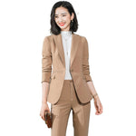 Cargar imagen en el visor de la galería, HGM 2 Piece Set Women Pant Suit Office Lady OL Girl Jacket Blazer And Trousers
