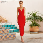Load image into Gallery viewer, Women White Bodycon Bandage Dress Sexy V Neck Spaghetti Strap Club Celebrity Evening Runway Party Long Dresses
