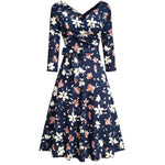 Load image into Gallery viewer, New Spring Pure Color with Sash Retro Dresses Cocktail Party Flare Swing Women Dress
