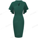 Load image into Gallery viewer, Vintage Solid Color Elegant Office Work vestidos Business Party Bodycon Ruffle Women Pencil Dress
