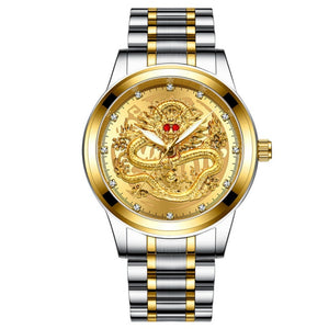 Luxury Mens Watches Red Crystal Male Clock Sport Stainless Steel Waterproof Quartz Business Men Watch