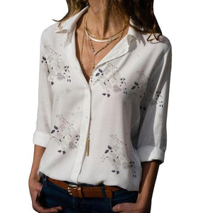 Long Sleeve Women Blouses Turn-down Collar Blouse Shirt Casual Tops Elegant Work Wear