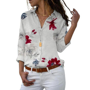 Long Sleeve Women Blouses Turn-down Collar Blouse Shirt Casual Tops Elegant Work Wear