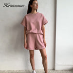 Load image into Gallery viewer, Women Casual Two Pieces Short Sleeve T Shirts and High Waist Short Pants Solid Outfits Tracksuit
