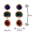 Load image into Gallery viewer, HGM Gold Metal Colorful Crystal Long Drop Earrings High-Quality Luxury Glass Rhinestone Jewelry Accessories For Women
