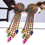Load image into Gallery viewer, Statement long Colorful Crystal Tassel Dangle Drop Earrings High-Quality Luxury Fashion Jewelry Accessories For Women
