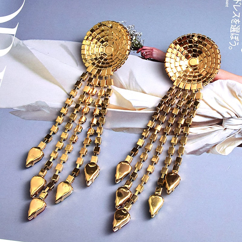 Statement long Colorful Crystal Tassel Dangle Drop Earrings High-Quality Luxury Fashion Jewelry Accessories For Women