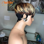 Load image into Gallery viewer, Short Cut Bob Human Hair Wigs with Natural Bangs for Black Women Brazilian Straight No Lace Wig Natural Wigs
