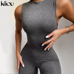 Cargar imagen en el visor de la galería, New jumpsuit women elastic hight casual fitness sporty rompers sleeveless zipper activewear skinny summer outfit
