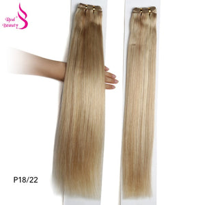 Real Beauty Platinum Blond Brazilian Straight Hair Weave Bundles 14"-28" Hight Ratio Remy Hair Extensions Brown #2 #4 #P6/613