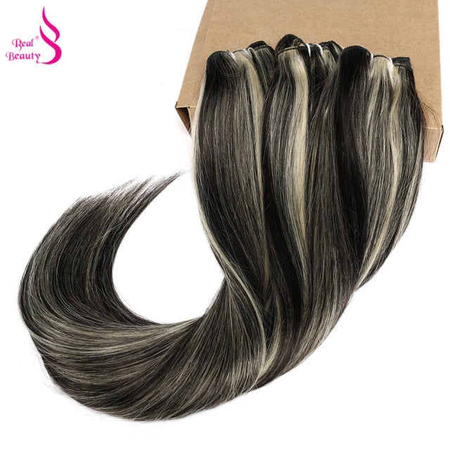 Real Beauty Platinum Blond Brazilian Straight Hair Weave Bundles 14"-28" Hight Ratio Remy Hair Extensions Brown #2 #4 #P6/613