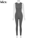 Load image into Gallery viewer, New jumpsuit women elastic hight casual fitness sporty rompers sleeveless zipper activewear skinny summer outfit
