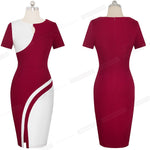 Load image into Gallery viewer, New Elegant Stylish Contrast Color Patchwork Office Work vestidos Business Bodycon Women Dress
