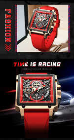 Cargar imagen en el visor de la galería, Top Brand Luxury Waterproof Quartz Square Wrist Watches for Men Date Sports Silicone Clock
