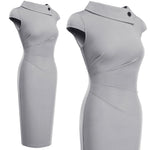 Load image into Gallery viewer, Vintage Elegant Pure Color with Button Office Work vestidos Business Formal Bodycon Women Pencil Dress
