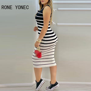 HGM Women Striped Print Colorblock Eyelet Lace Up Bodycon Dress Casual Dress Vacation Dress