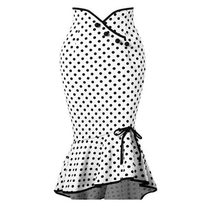 Summer Skirt Fashion Women High Waist Lady Office Skirt Sexy Slim Polka Dot Mermaid Skirt Trumpet Ruffle Women Work Office Skirt