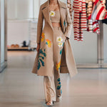 Load image into Gallery viewer, Women Long Trench Coat Women Sets Women&#39;s New Fashion Temperament Print Flower Windbreaker Wide Leg Pants Suit
