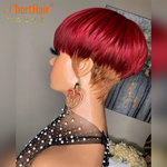 Load image into Gallery viewer, Pixie Short Cut Bob Wigs Ombre Human Hair Wigs With Natural Bangs For Black Women Brazilian Straight No Lace Wig
