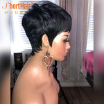 Load image into Gallery viewer, Pixie Short Cut Bob Wig With Natural Bangs Wave Wavy Human Hair Wig Brazilian Straight Wig For Women No Lace Front Wigs
